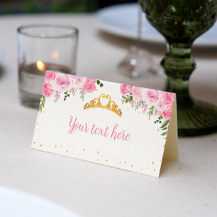 Carte De Placement Princesse Florale d'or rose
