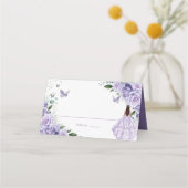 Carte De Placement Princesse Florale violette Silver Quinceañera XV 1 (Devant)