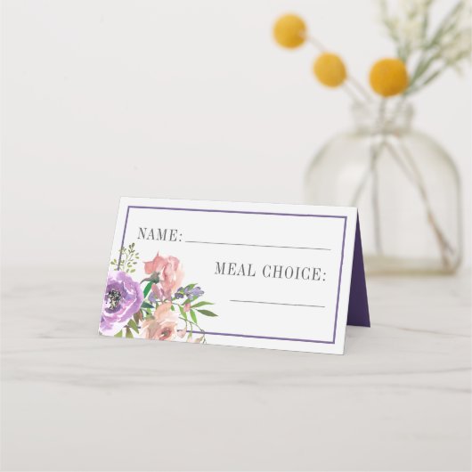 Carte De Placement Printemps fleuris Purple Pêche Mariage choix de re (Dos)