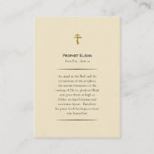 Carte De Placement Prophet Elisha Orthodox Christian Prayer Card (Dos)
