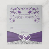 Carte De Placement Purple, Argent, Grey Love Hearts Mariage (Extérieur déplié)