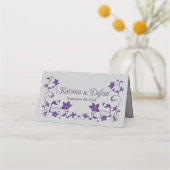 Carte De Placement Purple, Argent, Grey Love Hearts Mariage (Dos)