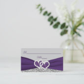 Carte De Placement Purple, Argent, Grey Love Hearts Mariage (Debout devant)