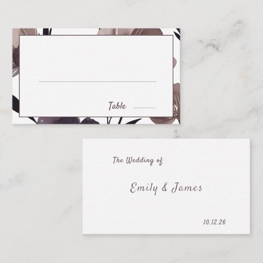 Carte De Placement Purple Floral Botanical Wedding (Devant / Derrière)