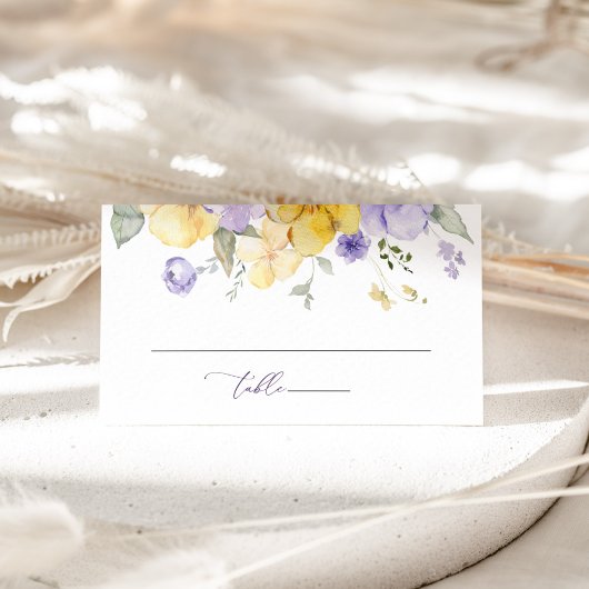 Carte De Placement Purple Flowers, Yellow Flowers, Bridal Shower
