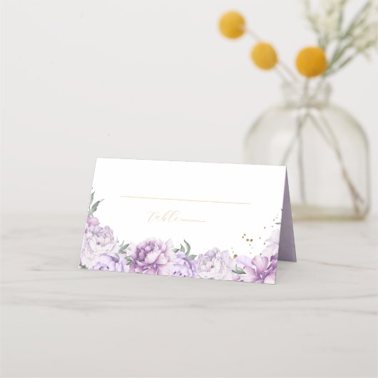 Carte De Placement Purple & Gold Elegant Quinceañera (Devant)