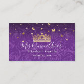 Carte De Placement Purple Lavender Roses Gold Crown Elegant Escort (Dos)