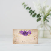 Carte De Placement Purple Lavender Roses Gold Crown Elegant Escort (Debout devant)