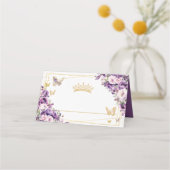 Carte De Placement Purple Lilac Floral Gold Butterflies Quinceañera  (Dos)