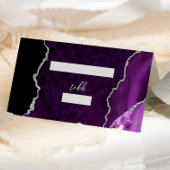 Carte De Placement Purple Silver Agate Script Wedding Table