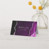 Carte De Placement Purple Silver Agate Script Wedding Table (Dos)