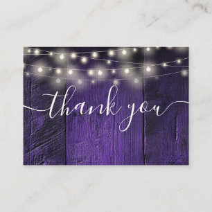 Carte De Placement Purple String éclaire Merci Mariage en bois rustiq