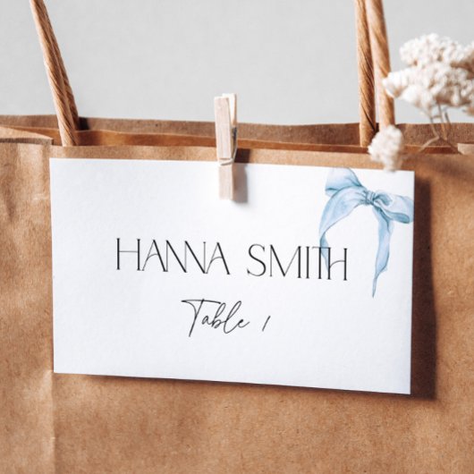 Carte De Placement Quelque chose de bleu Noeud Mariage sous la pluie 