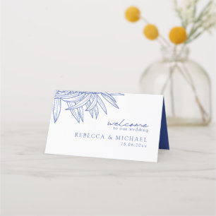 Carte De Placement Quelque chose de bleu simple main tiré Botanique p