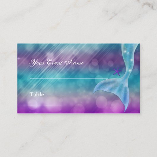 Carte De Placement Queue de sirène Enchantée sous la table de la mer (Devant)