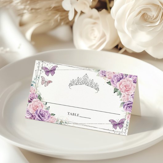 Carte De Placement Quinceañera Fleurs de Lilas Rose Violet