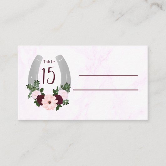 Carte De Placement Quinceanera Floral Western Horseshoe (Devant)