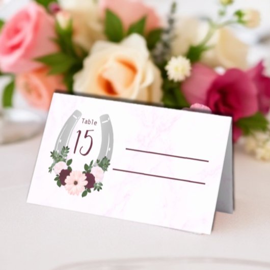 Carte De Placement Quinceanera Floral Western Horseshoe