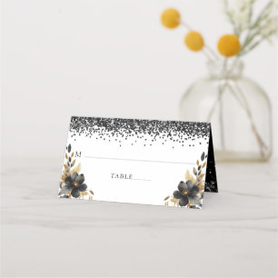 Carte De Placement Quinceañera Personnalisé Luxe Black Gold