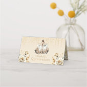 Carte De Placement Quinceañera Personnalisé Luxe Or Ivoire (Dos)
