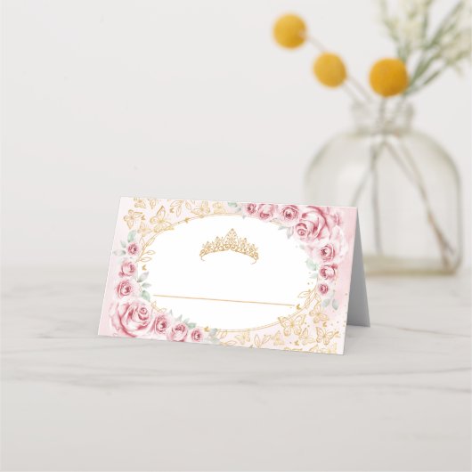 Carte De Placement Quinceanera Rose Pâle Or (Devant)