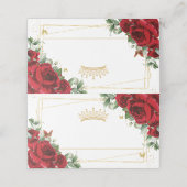 Carte De Placement Quinceanera Sweet 16 Anniversaire Rouge Floral Pri (Extérieur déplié)