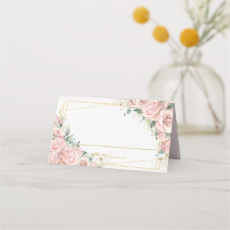 Carte De Placement Quinceanera Sweet 16 Birthday Blush Pink Roses