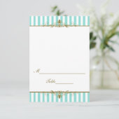 Carte de placement rayée Aqua et Blanc avec des Ro (Debout devant)