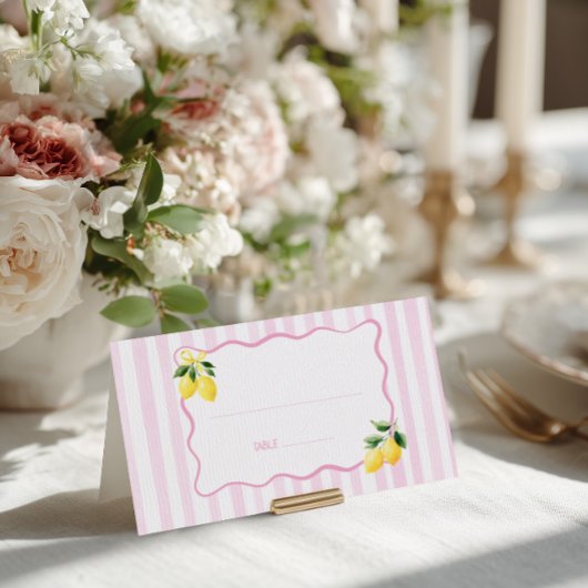 Carte De Placement Rayures roses citron