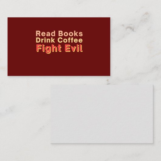 Carte De Placement Read Books Drink Coffee Fight Evil (Devant / Derrière)