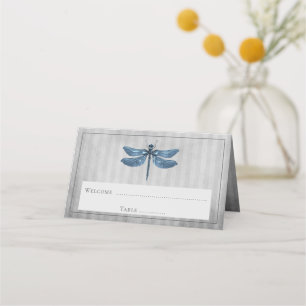 Carte De Placement Réception de libellules à bijoux bleus