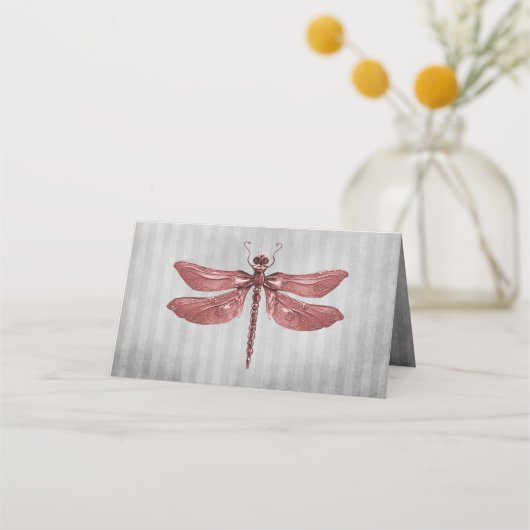 Carte De Placement Réception de libellules à bijoux rouges (Dos)
