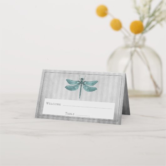 Carte De Placement Réception de libellules à bijoux turquoises (Devant)