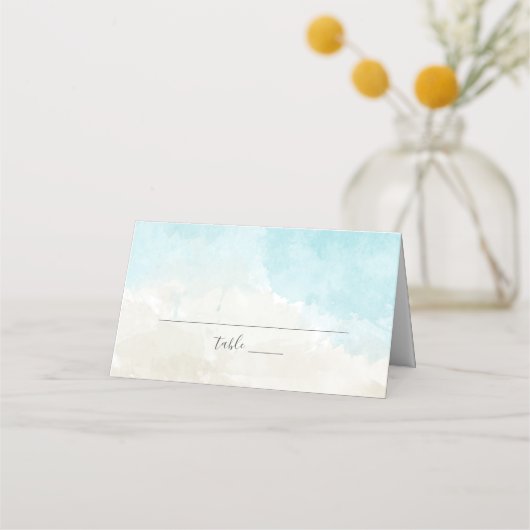 Carte De Placement Réception de mariage aquarelle de plage (Devant)