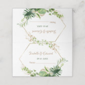 Carte De Placement Réception de mariage aux feuilles de Monstera vert (Extérieur déplié)