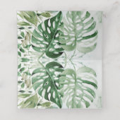 Carte De Placement Réception de mariage aux feuilles de Monstera vert (Intérieur déplié)