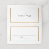 Carte De Placement Réception De Mariage Avec Cadre D'Or Simple (Extérieur déplié)