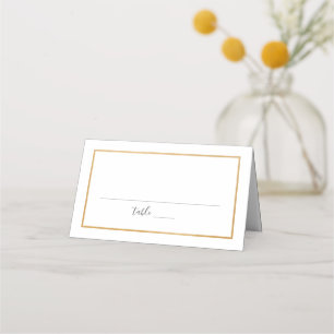 Carte De Placement Réception De Mariage Avec Cadre D'Or Simple
