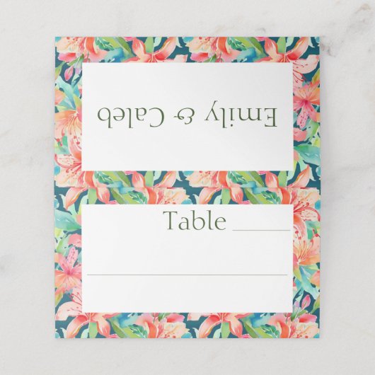 Carte De Placement Réception De Mariage Botanique Tropicale Lumineuse (Extérieur déplié)