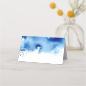 Carte De Placement RÉCEPTION DE MARIAGE élégant aquarelle bleu splash (Dos)