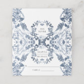 Carte De Placement Réception de mariage floral bleu et blanc fleur sa (Extérieur déplié)