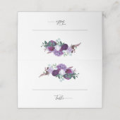 Carte De Placement Réception De Mariage Floral Violet (Extérieur déplié)