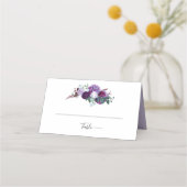 Carte De Placement Réception De Mariage Floral Violet (Devant)