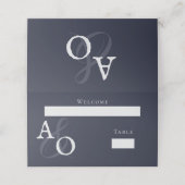 Carte De Placement Réception de mariage Monogramme bleu marine (Extérieur déplié)