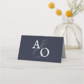 Carte De Placement Réception de mariage Monogramme bleu marine (Dos)