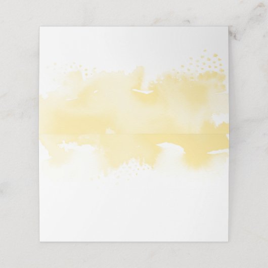 Carte De Placement RÉCEPTION MARIAGE chic aquarelle jaune (Extérieur déplié)