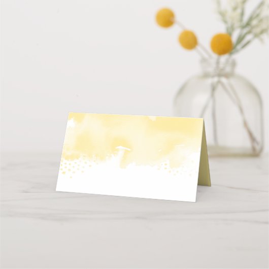 Carte De Placement RÉCEPTION MARIAGE chic aquarelle jaune (Dos)