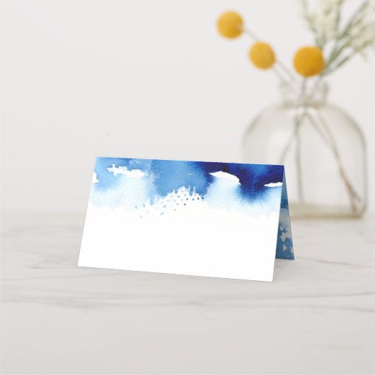Carte De Placement RÉCEPTION MARIAGE design aquarelle bleu marine (Devant)