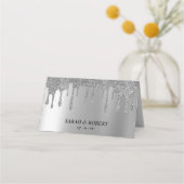 Carte De Placement Réception mariage Parties scintillant argent (Dos)