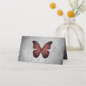 Carte De Placement Réception rouge Vintage papillon Damask (Dos)